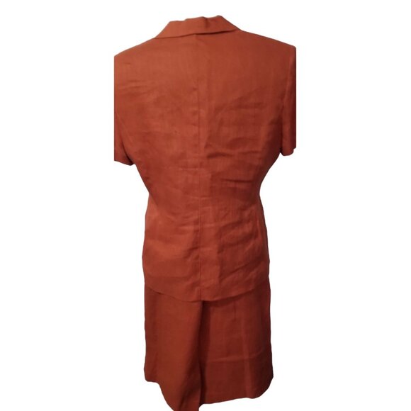 Plaza South Linen Vintage Skirt Set Sz 14 Petite by Plaza South Petite Burnt Ora - Picture 6 of 11